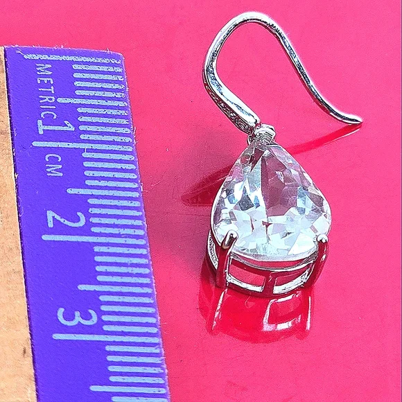 Natural Green Amethyst & Cz 925 Sterling Silver Earrings
